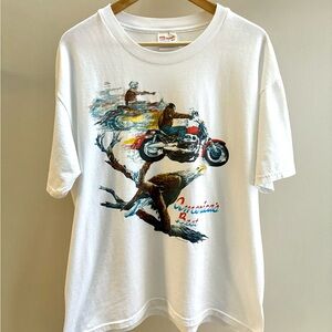 America’s Best VTG 90s white eagle biker T-shirt L Hanes 50/50